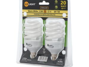 זוג נורות מיני ספירל 20W E14 אור קר