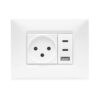 מארז טריפל USB 2C+A PD 20W, שקע כח, מתאם ומסגרת BE לבנה 3 מודול ניסקו סוויץ’