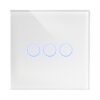 מתג טאץ’ חכם לתאורה 3 לחצנים זכוכית לבנה WIFI 60mm